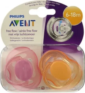 AVENT 6-18 Free Flow Soother 2pk SCF178/24