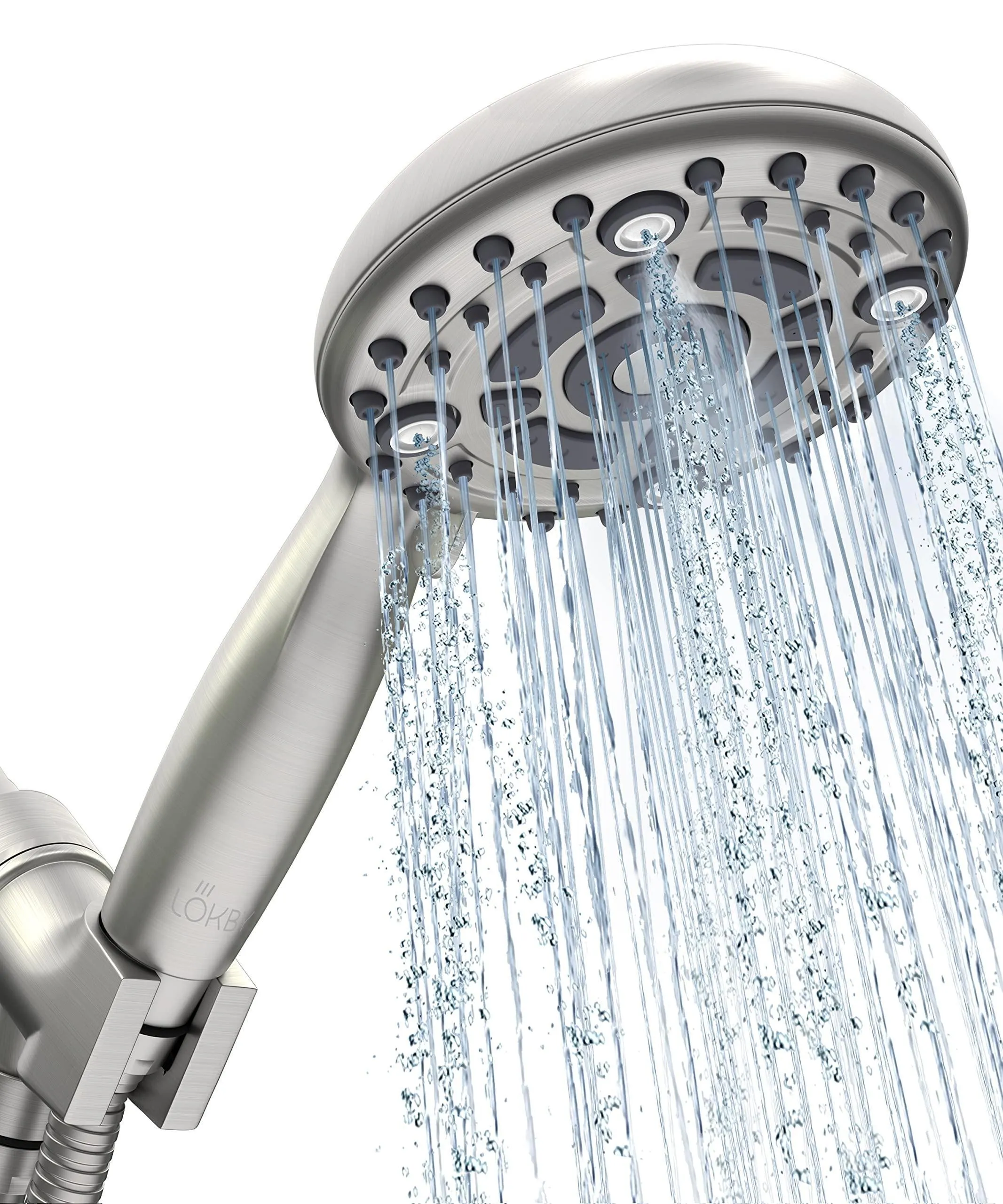 High Pressure 6 Settings Shower Head with Handheld Detachable Set Nickel Finish