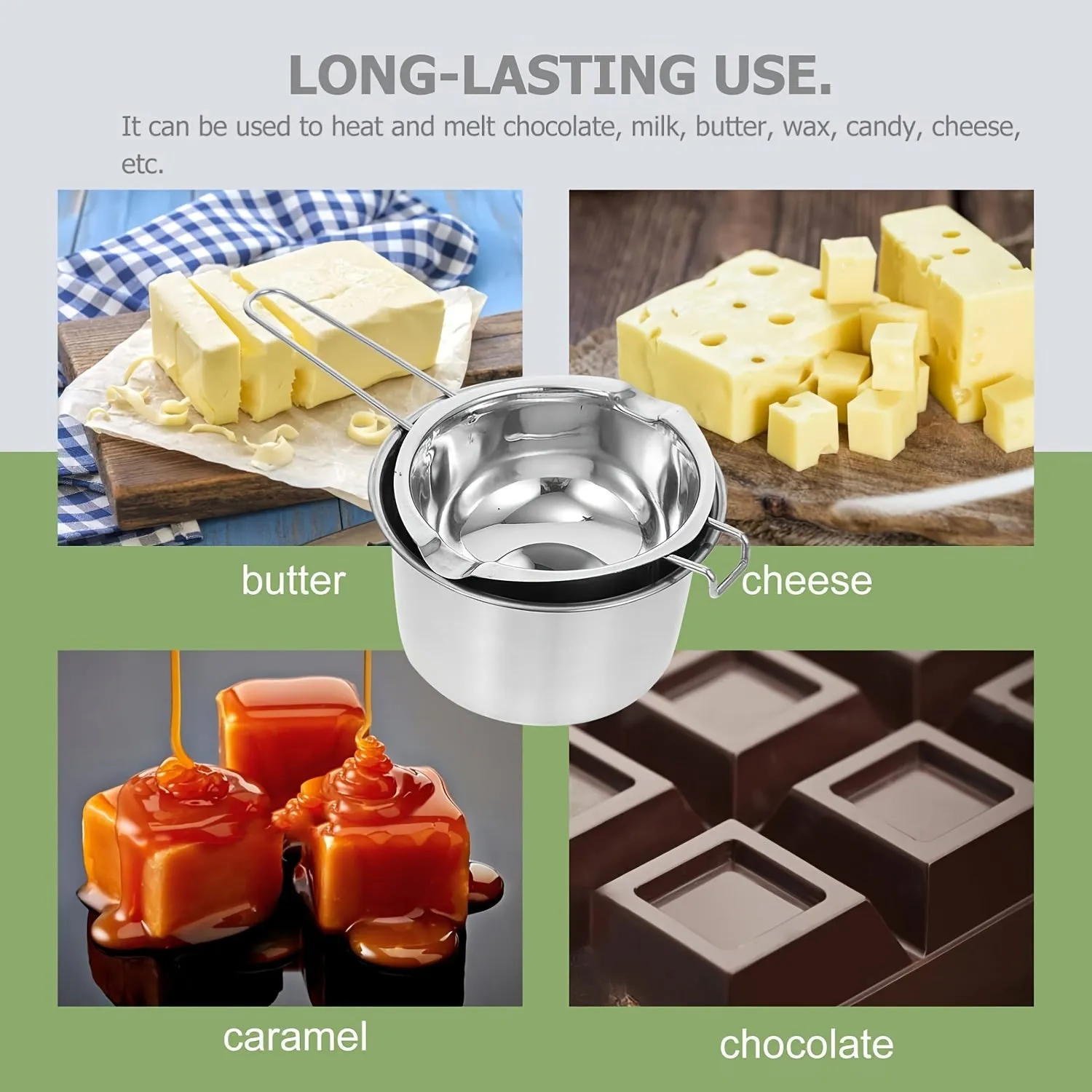 kkboxly 2 Pcs Stainless Steel Double Boiler Pot Chocolate Melting Pot Soap Candle Candy Making Tool Kit Wax Melting Heat Proof Bowl For Melting Chocolate, Butter, Cheese, Caramel, Candy, Candle, Wax