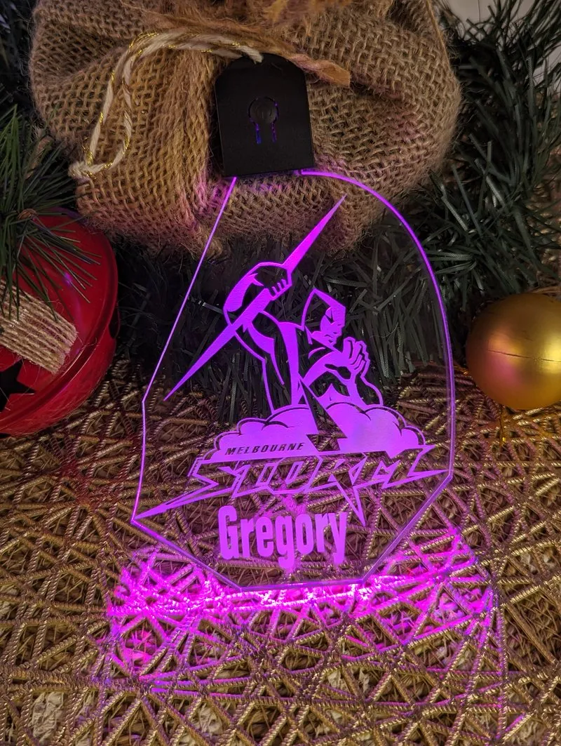 Melbourne Storm Football Personalised Christmas Bauble 3D LED Light Decoration