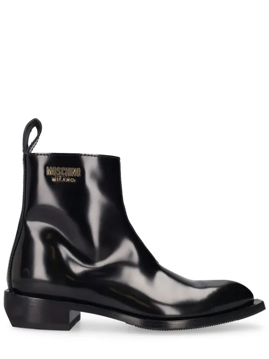 Moschino   40mm Texas brushed leather boots 