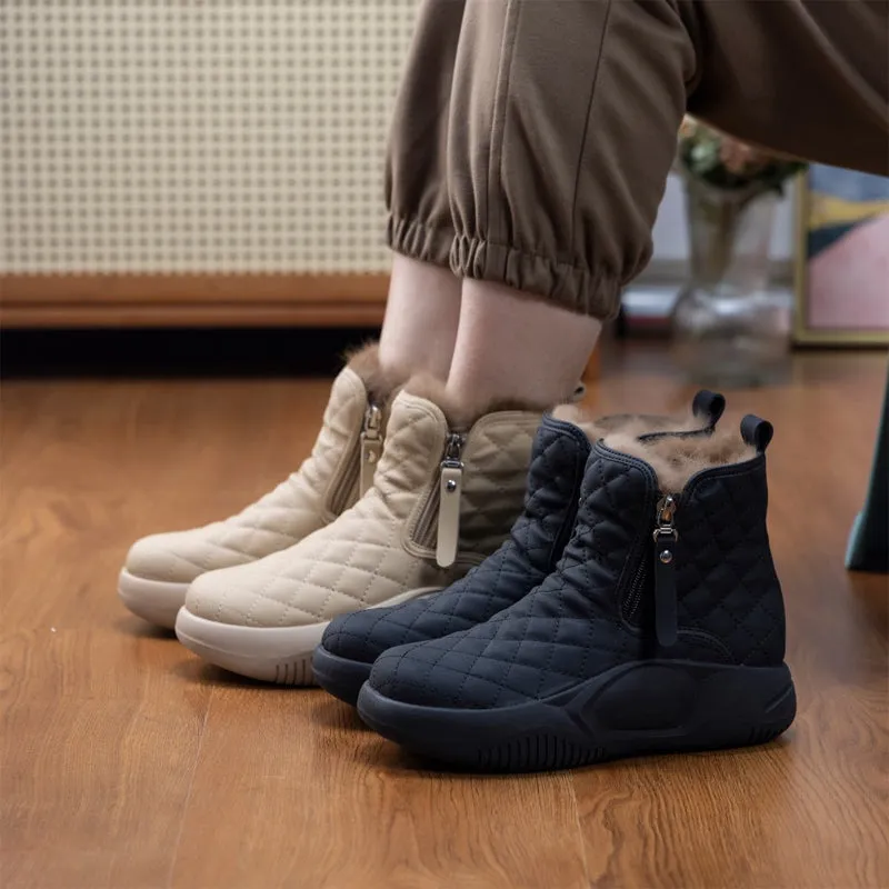 Warm winter footwear - snow boots with thick soles