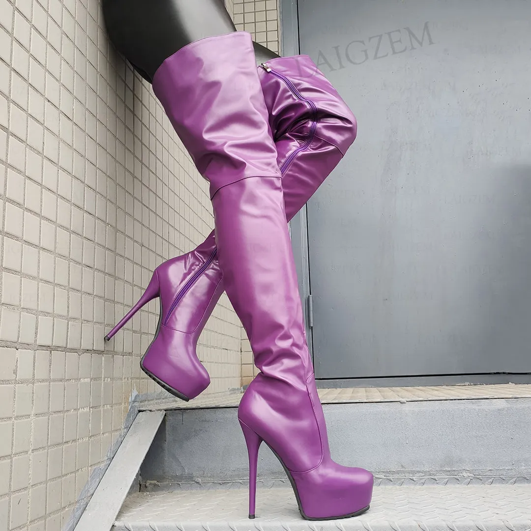 Zip Up Crotch High Boots